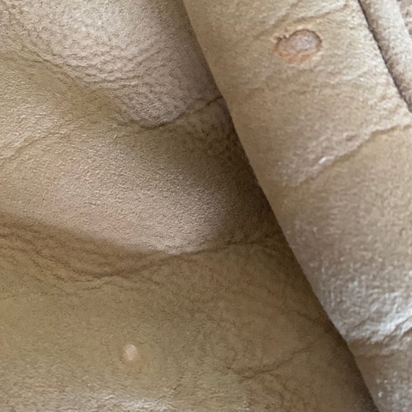 VINTAGE KISTLER  SHEEPSKIN  SHEARLING COAT JACKET TAN SUEDE 70S WOMENS L - Picture 10 of 13